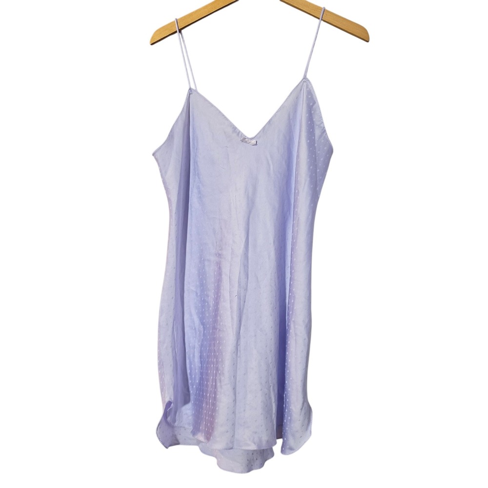 Vtg Victorias Secret Gold Label Chemise Periwinkle Purple Satin Jacquard L USA